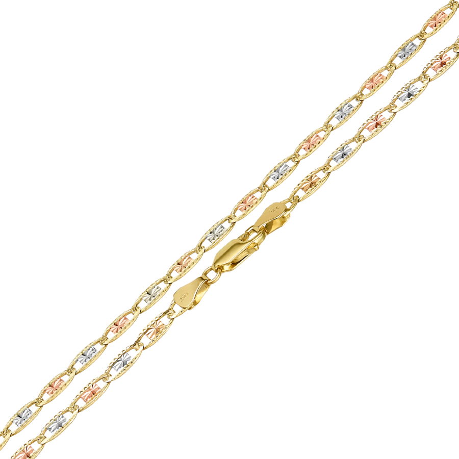 14K Gold Tri-Color 2mm Valentino Chain