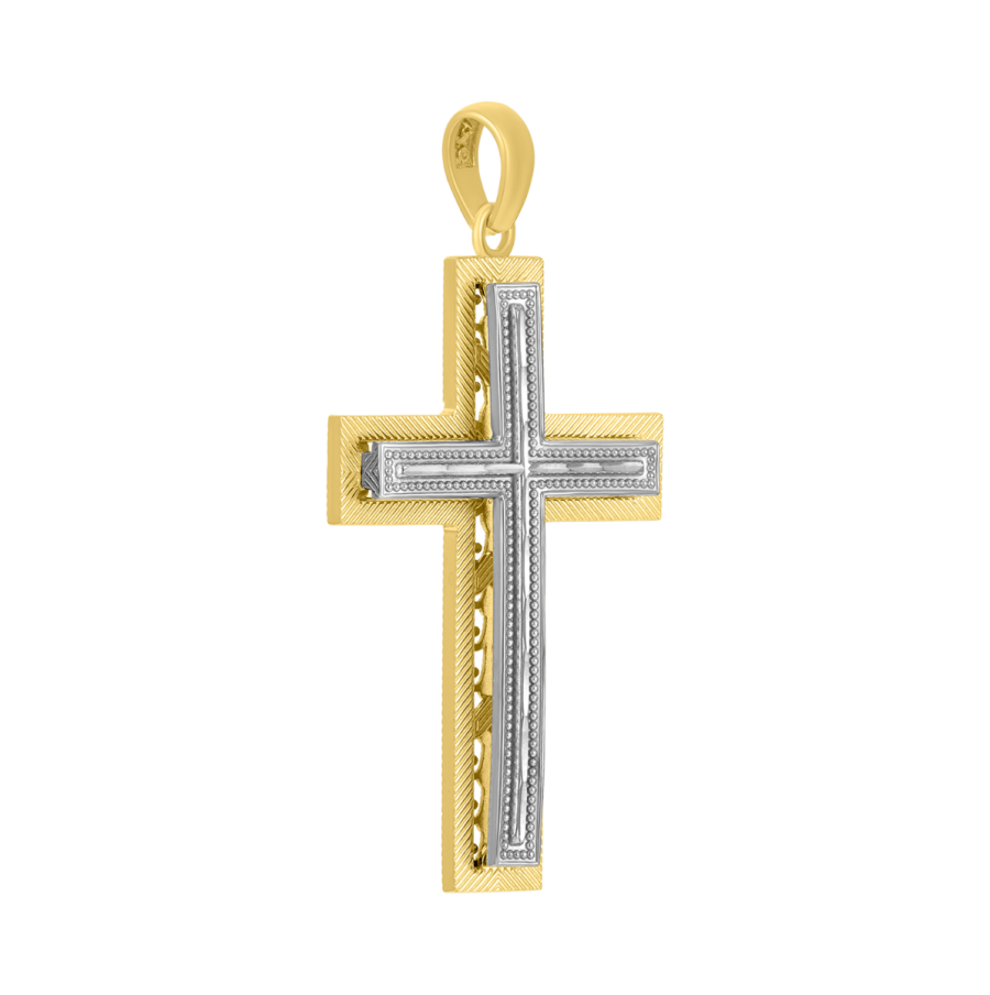 14K Two Tone Gold Double Cross Pendant 14K Two Tone Gold Double Cross Pendant
