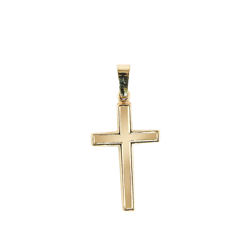 14K Yellow Gold Simple Cross Pendant
