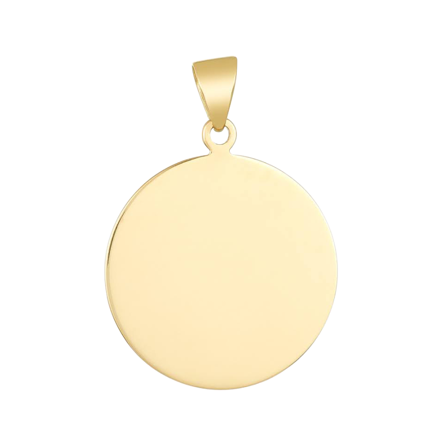 14K Yellow Gold Round Engravable Plate Pendant