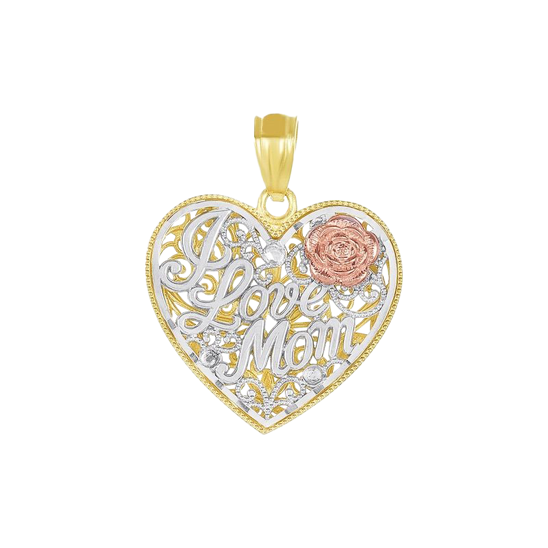 14K Gold Tri-Color Heart-Shaped 