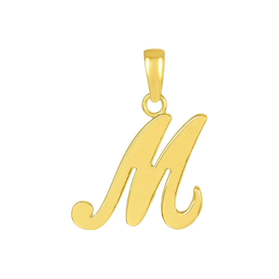 14K Yellow Gold High Polish Letter “M” Pendant