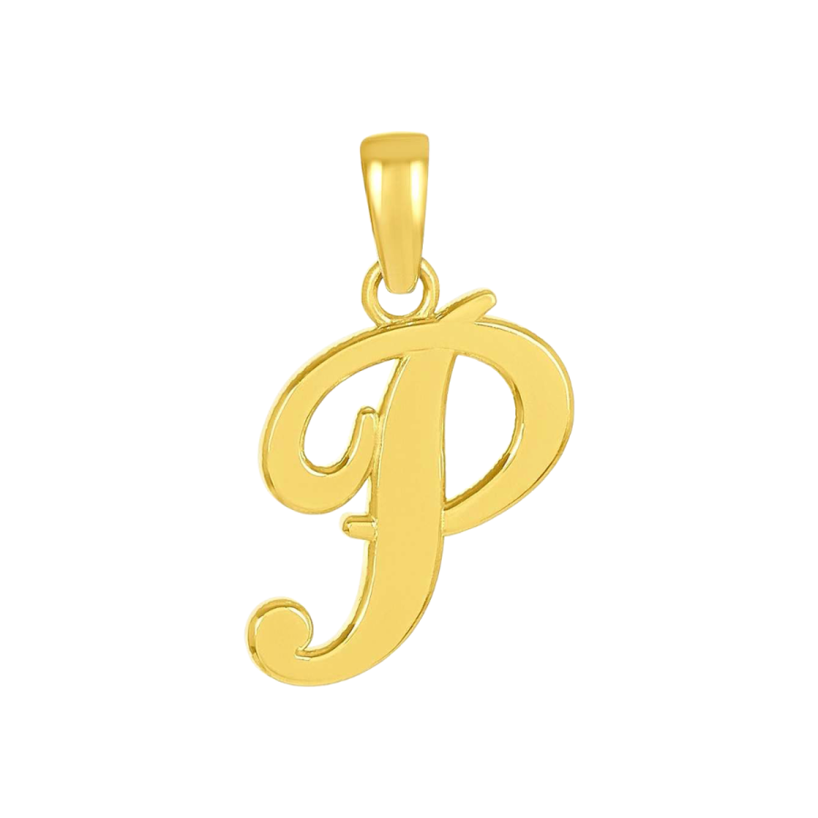 14K Yellow Gold High Polish Letter “P” Pendant