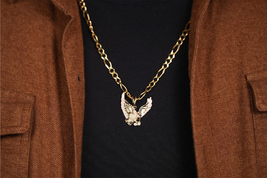 Buy 14K Tri Color Eagle Pendant 29mm American Bald Design | Don