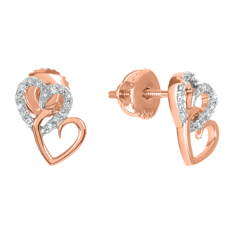 14K Rose Gold Interlocking Heart Earrings