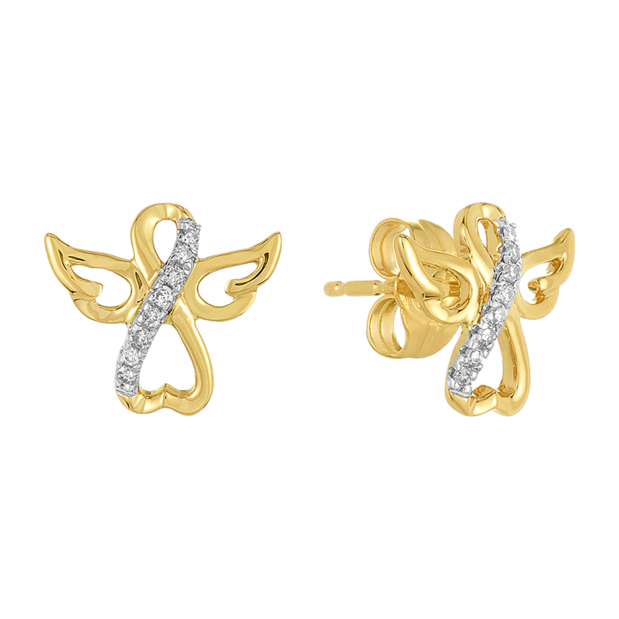 14K Yellow Gold Angel Diamond Studs