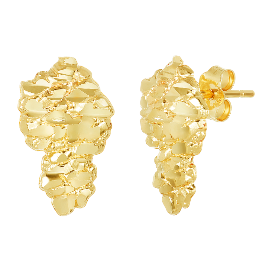 womens gold nugget post earrings