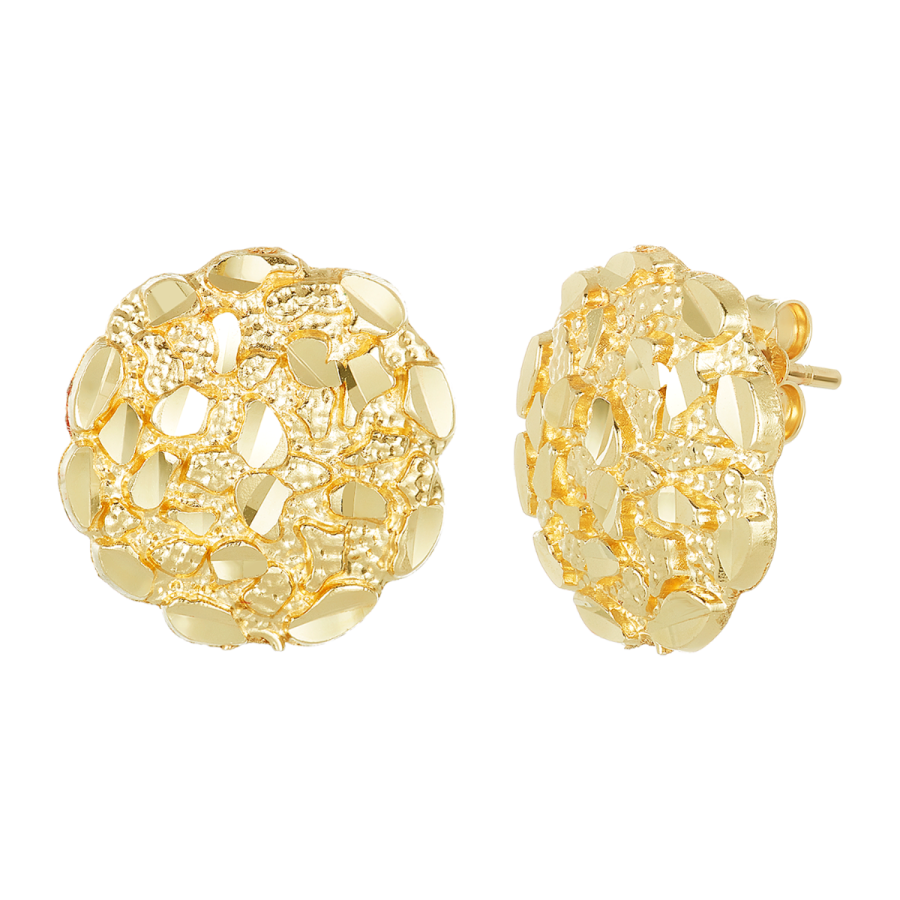 14K Gold Plated Textured Ball Clip Earrings
