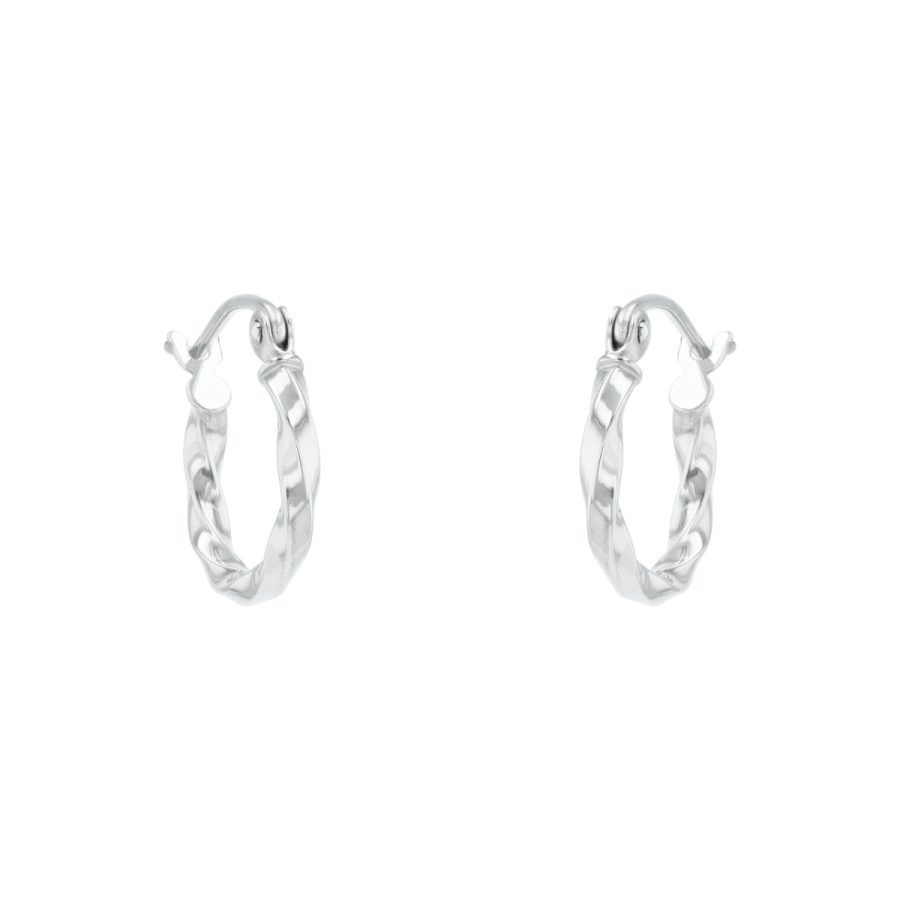 Hoop Earrings 14K White Gold 12mm Twist Tube | Don Roberto Jewelers