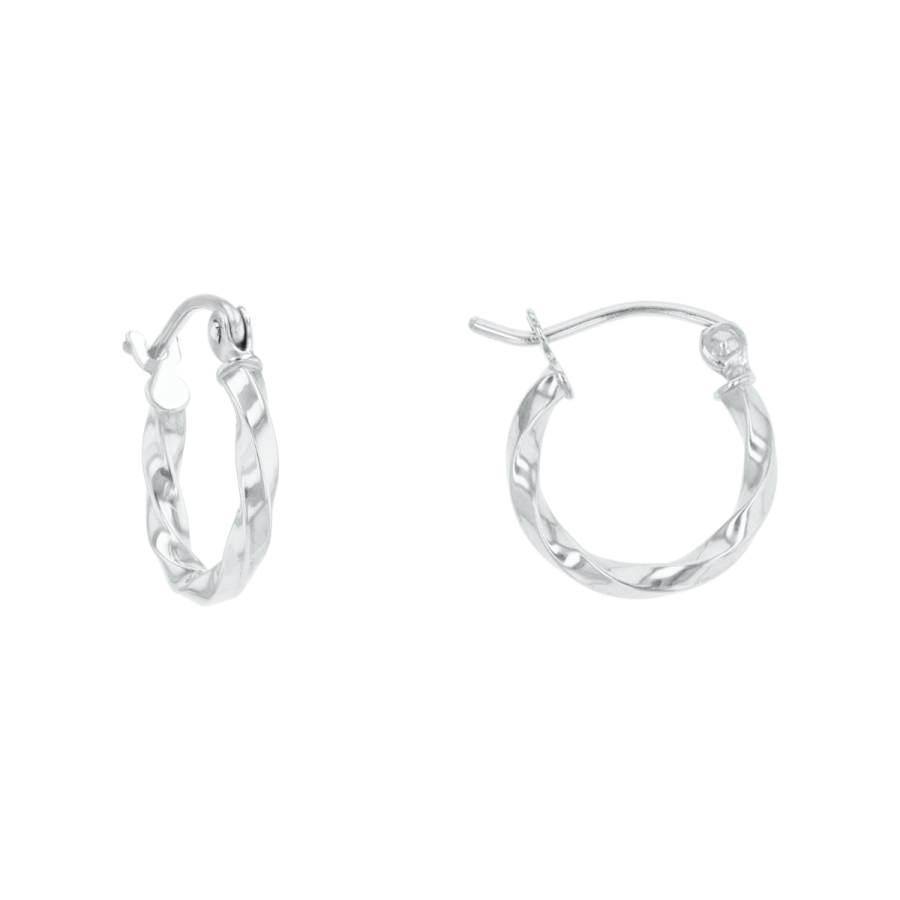 Hoop Earrings 14K White Gold 12mm Twist Tube | Don Roberto Jewelers