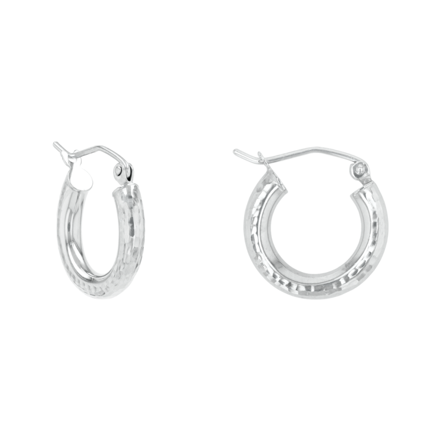 women's hoop earrings white gold textured