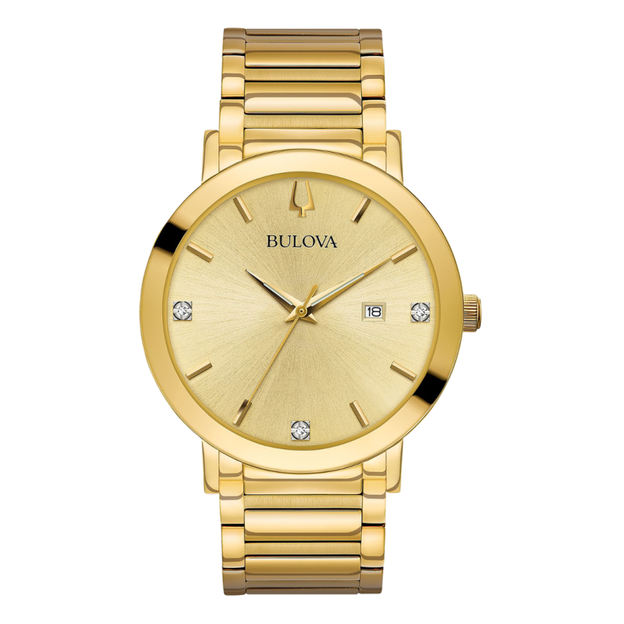 gold tone bulova diamond watch men's jewelry