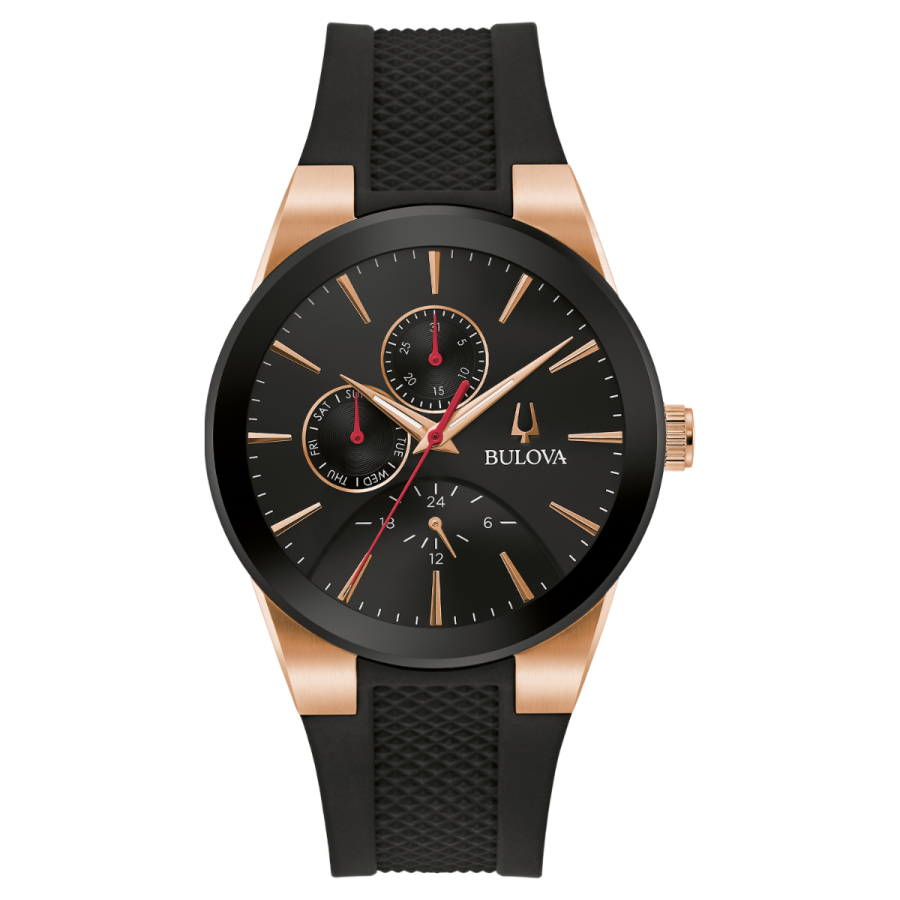 Bulova Modern Rose Gold Tone Black Dial Men's Watch 97C112