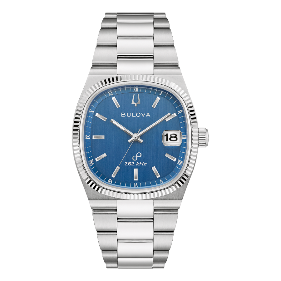 【般若面】Bulova(ブローバ) 腕時計　■美品 青 般若面】Bulova(ブローバ) 腕時計 □美品 青 ブローバほど“デザインを