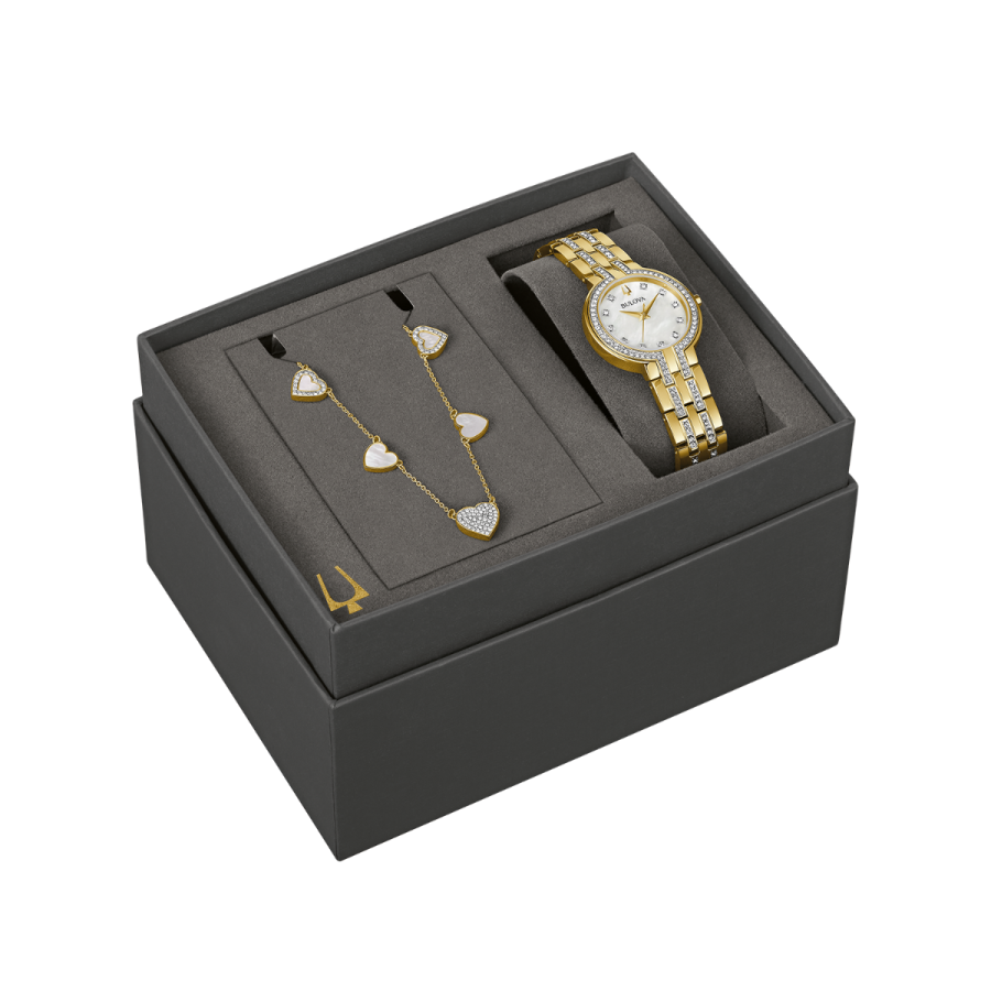 Bulova ボックスセット クォーツ レディースウォッチ ステンレススチールクリスタル シルバートーン (モデル:98X126), シルバー並行輸入