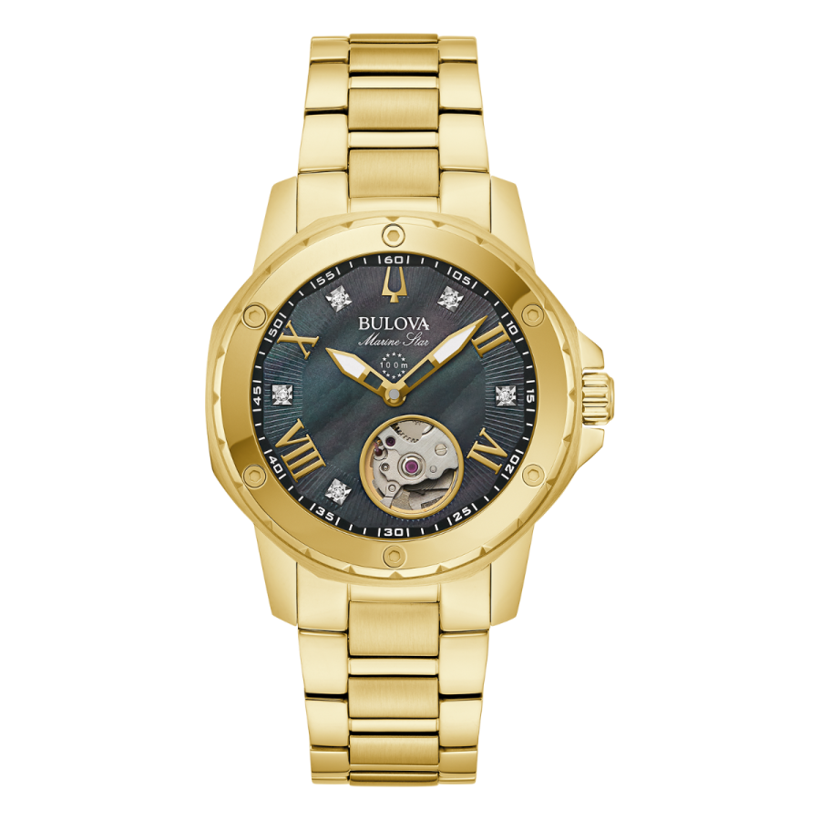 Bulova Marine Star Gold Tone Pearl Women's Watch - 97P171