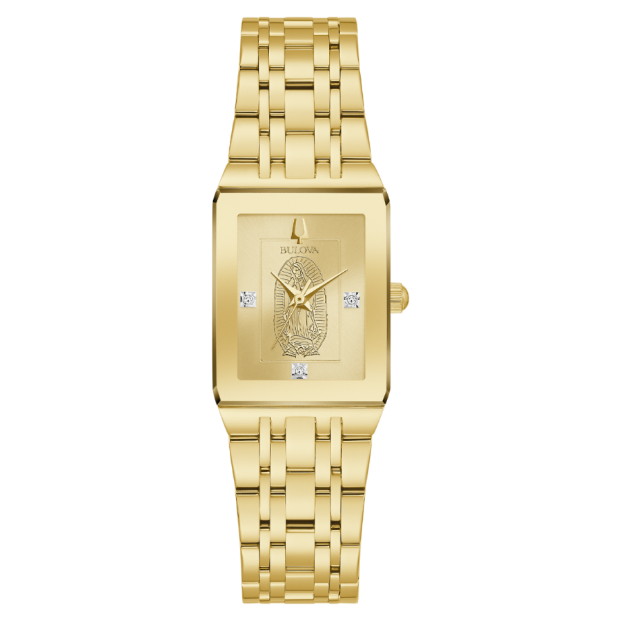 Bulova Modern "Lady of Guadalupe" Quadra Gold-Tone Stainless Steel Men's  Watch