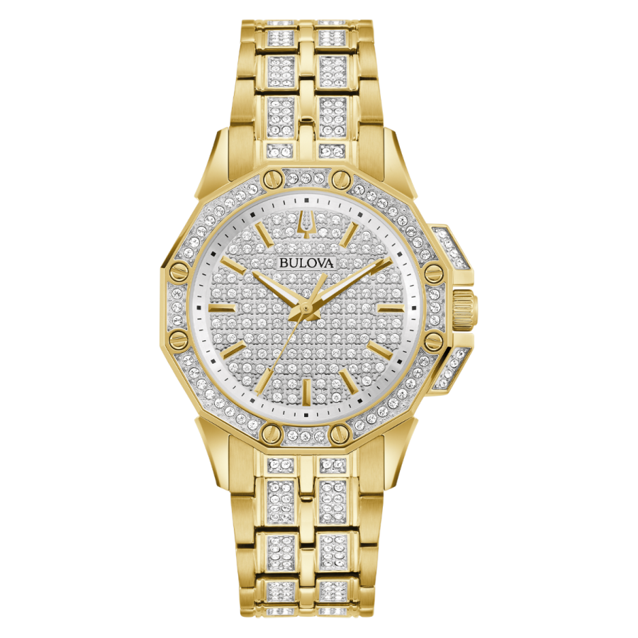 Bulova Octava Gold Tone with Crystals Women's Watch - 98L302