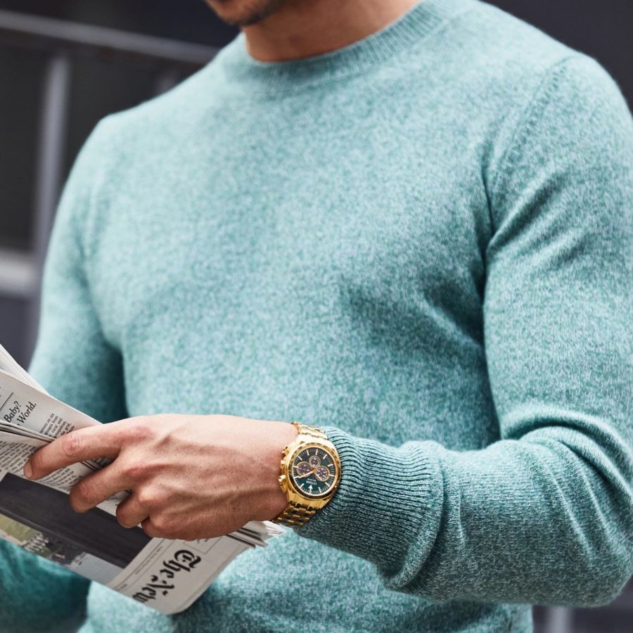 Citizen Carson Gold Tone Green Dial Chrono Men's Watch - CA4542-59X