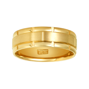 Men's Wedding Band 14K Yellow Gold 8mm Plain Satin Finish