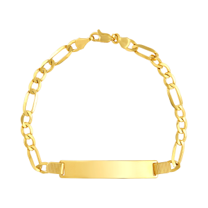 14K White Gold 4.3mm Figaro Link ID Bracelet