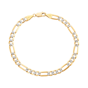 14K Yellow Gold 8.3mm Figaro Link Bracelet with Hidden Clasp for