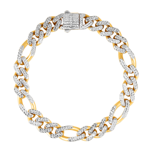 14K Yellow Gold Hollow 5.1mm Figaro Bracelet | Don Roberto Jewelers