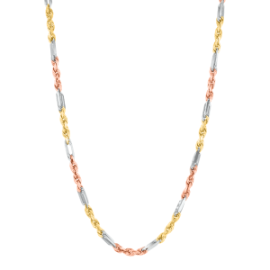 Buy 14K Tri-Color 4mm Valentino Link Chain | Don Roberto Jewelers