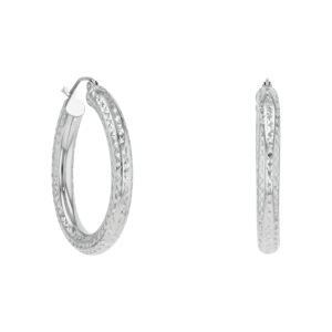 Hoop Earrings 14K White Gold High Polished Tube
