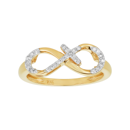 Women's Diamond Ring 10K Yellow Gold Cross Infinity