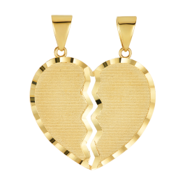 14K Yellow Gold Break Apart Engravable Textured Heart Pendant