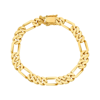 14K Yellow Gold 8.3mm Figaro Link Bracelet with Hidden Clasp for