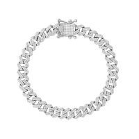 Silver 8mm Cubic Zirconia Curb Bracelet