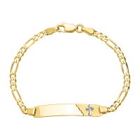 新素材新作 14K Bracelet ID Baby Cross Figaro Two-Tone Gold アクセサリー