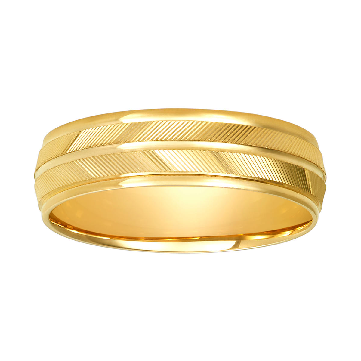 14K Yellow Gold Linear Design Men's Wedding Band