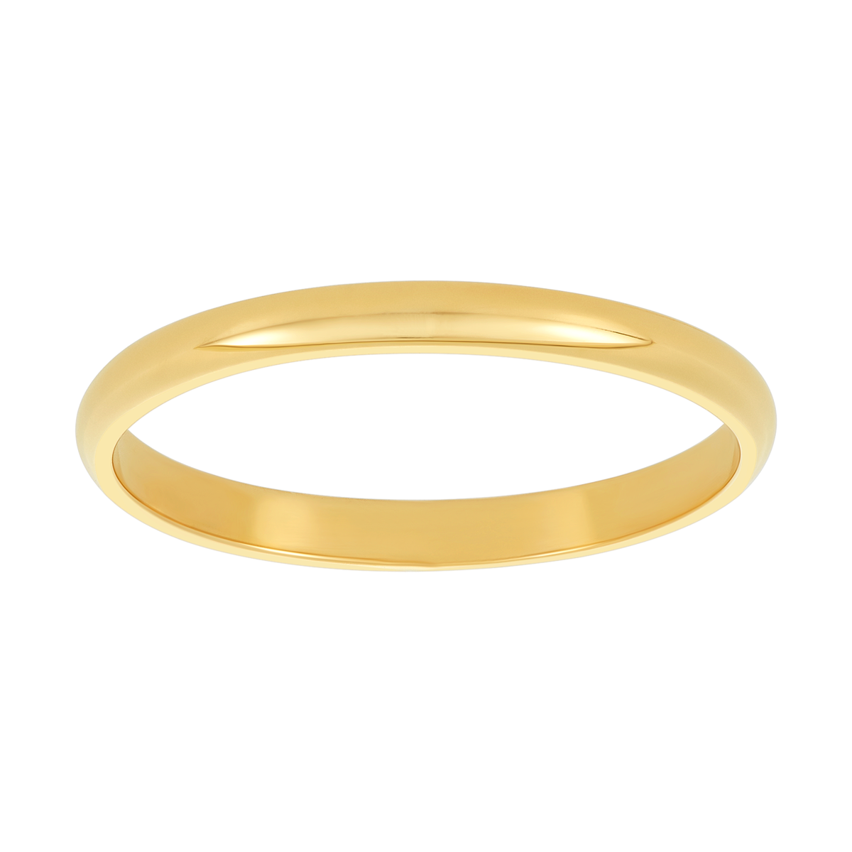 14K Yellow Gold 2mm Plain High Polish Women's Wedding Band