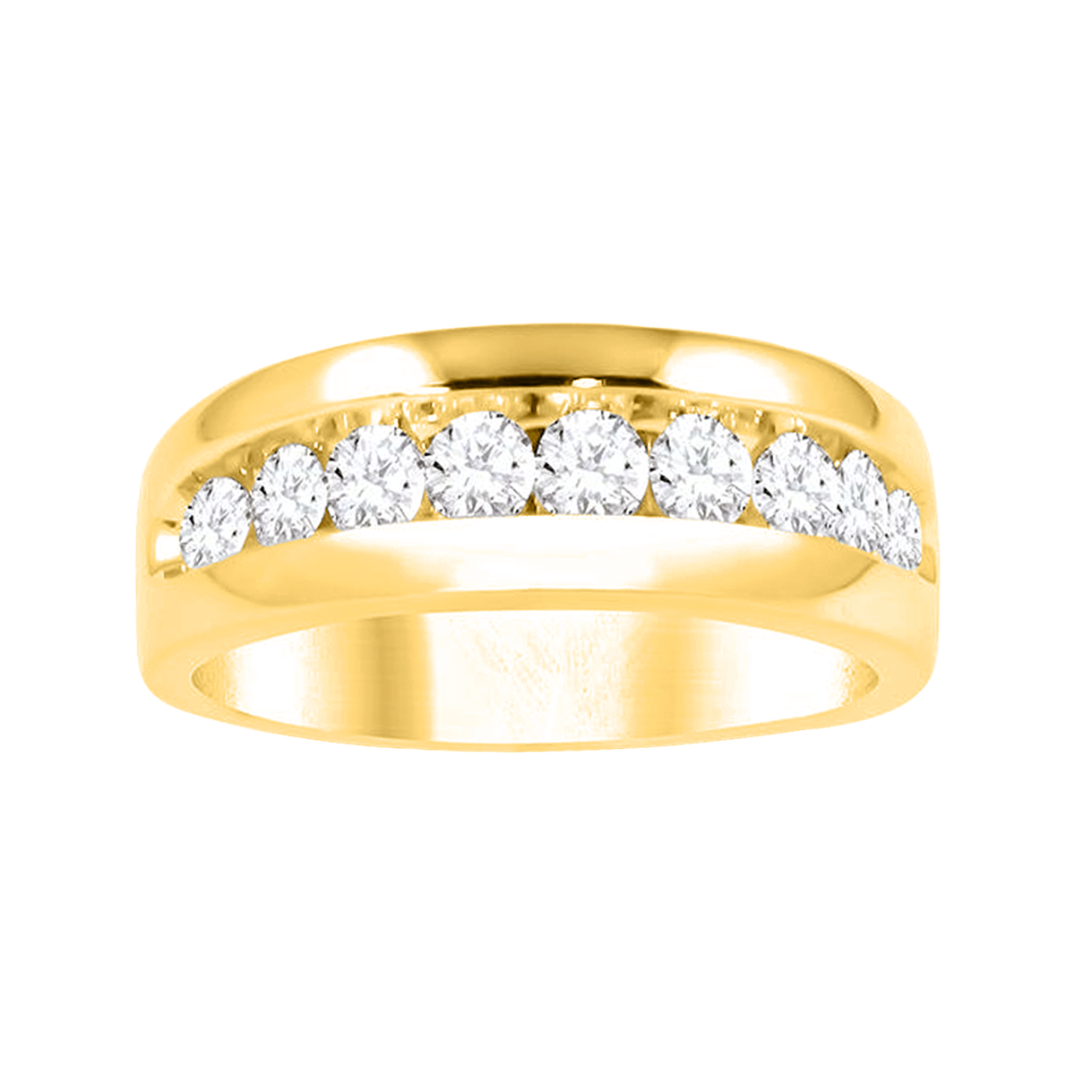 14K Yellow Gold Channel Diamond Men's Band