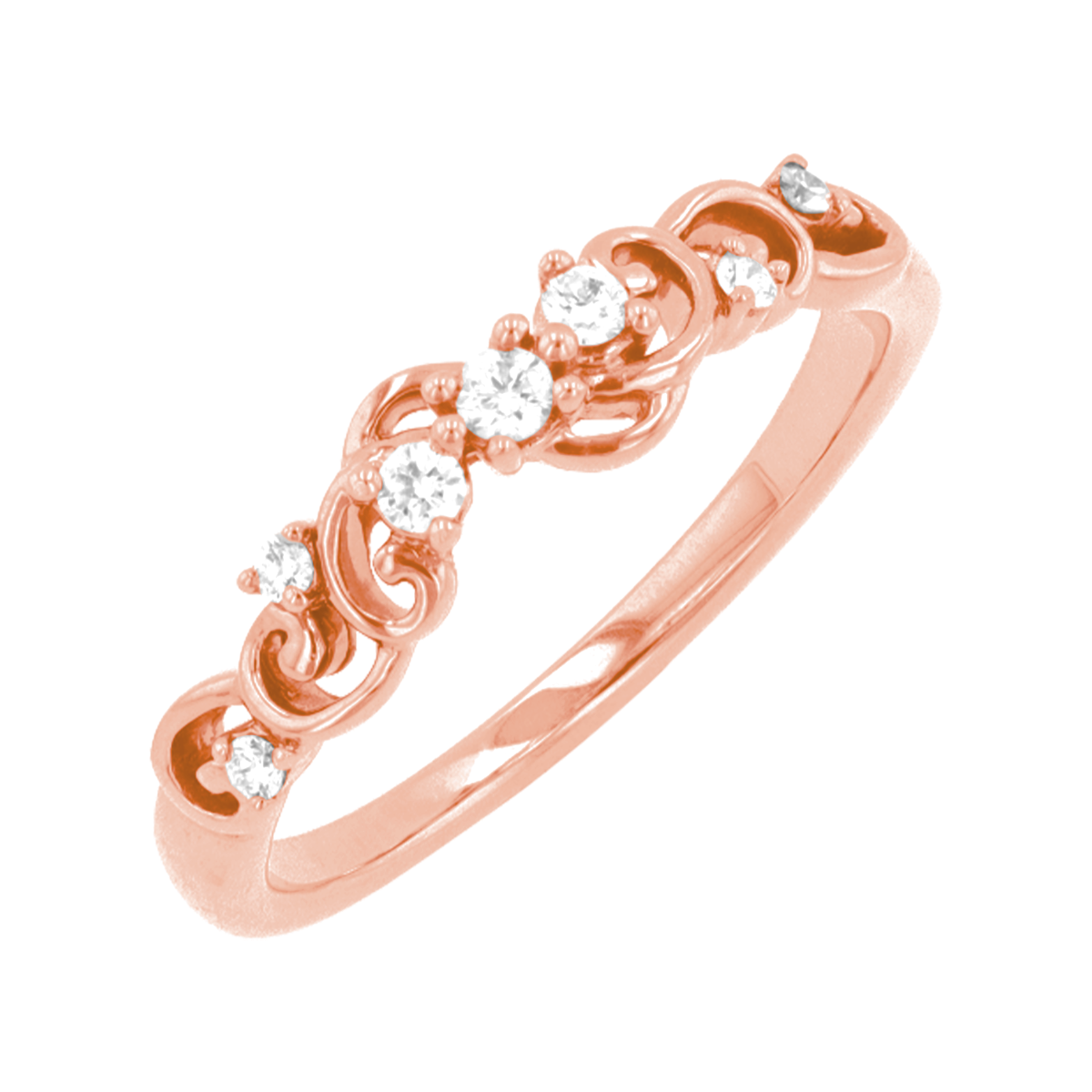 14K Rose Gold Swirl Design Ladies Band