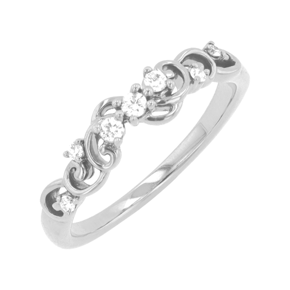 14K White Gold Swirl Design Ladies Band