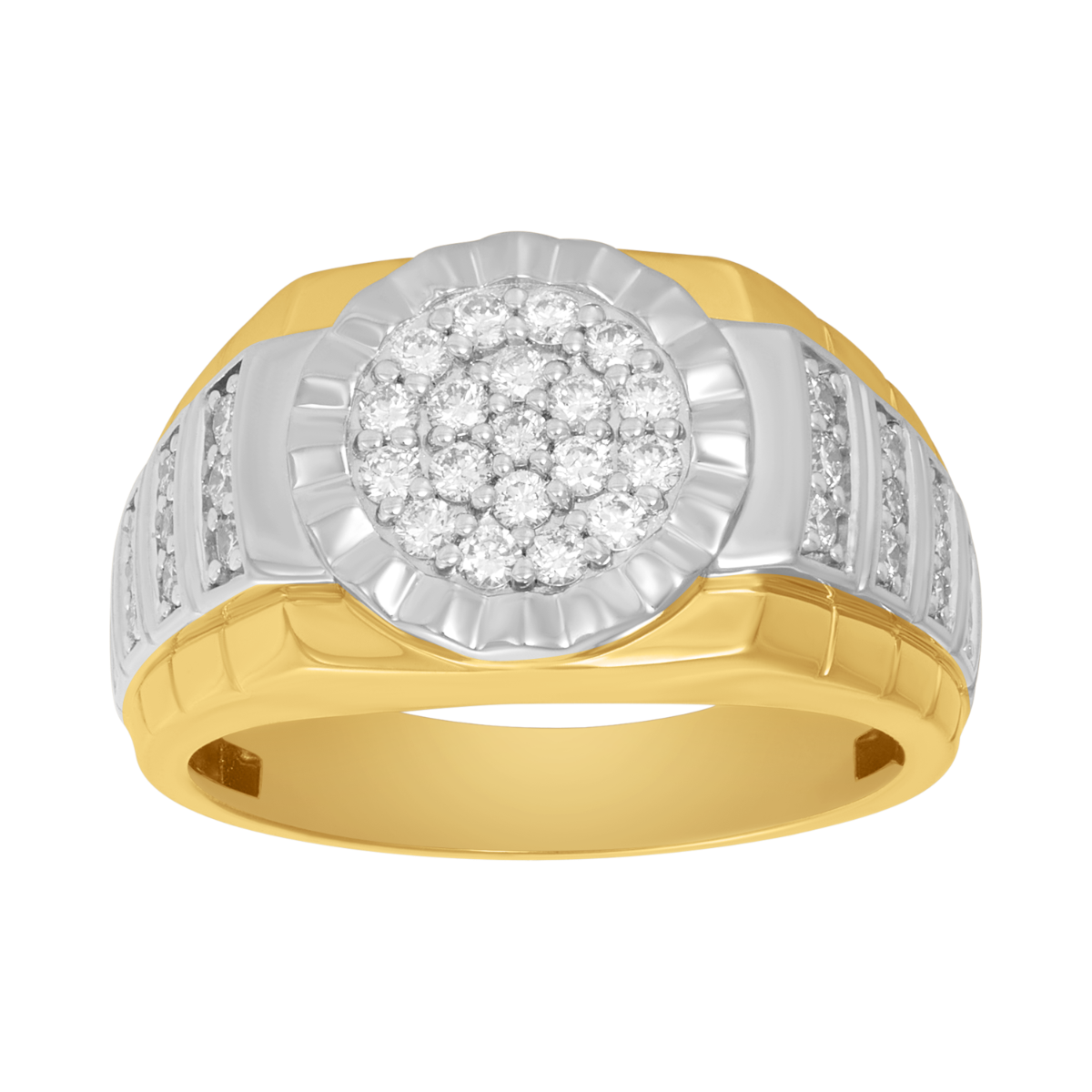 14K Two Tone Gold Watch Band Diamond Men's Ring