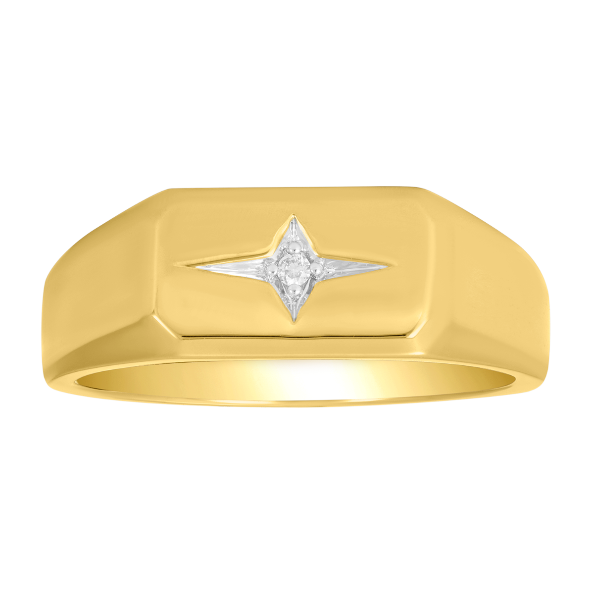 14K Yellow Gold Signet Star Diamond Ring