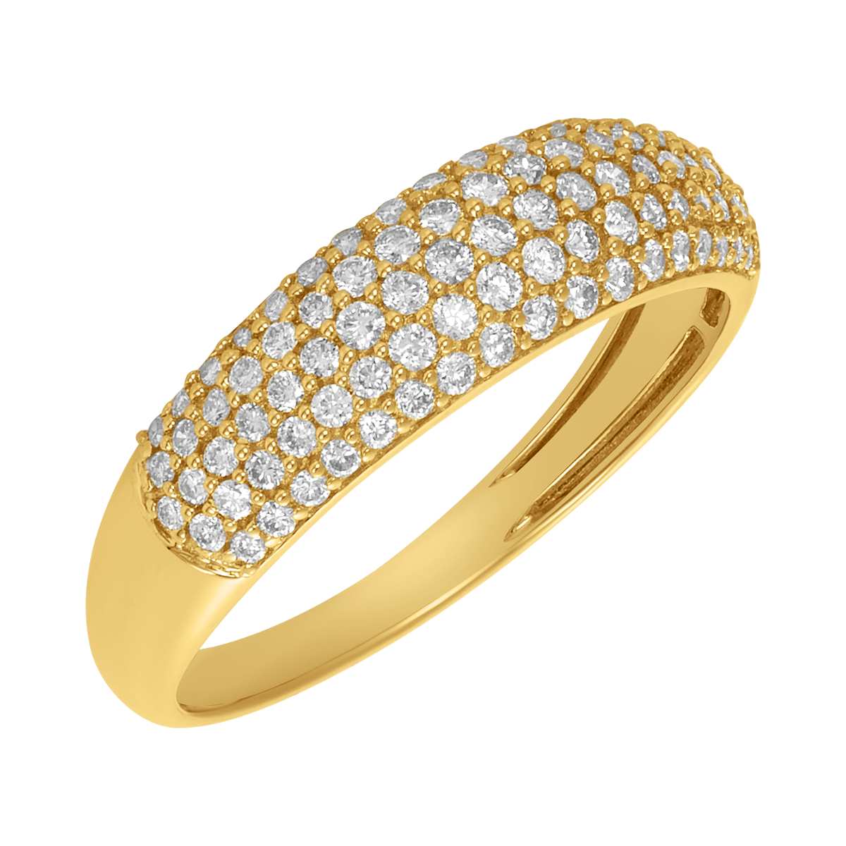 14K Gold Pave Diamond Multi Row Band