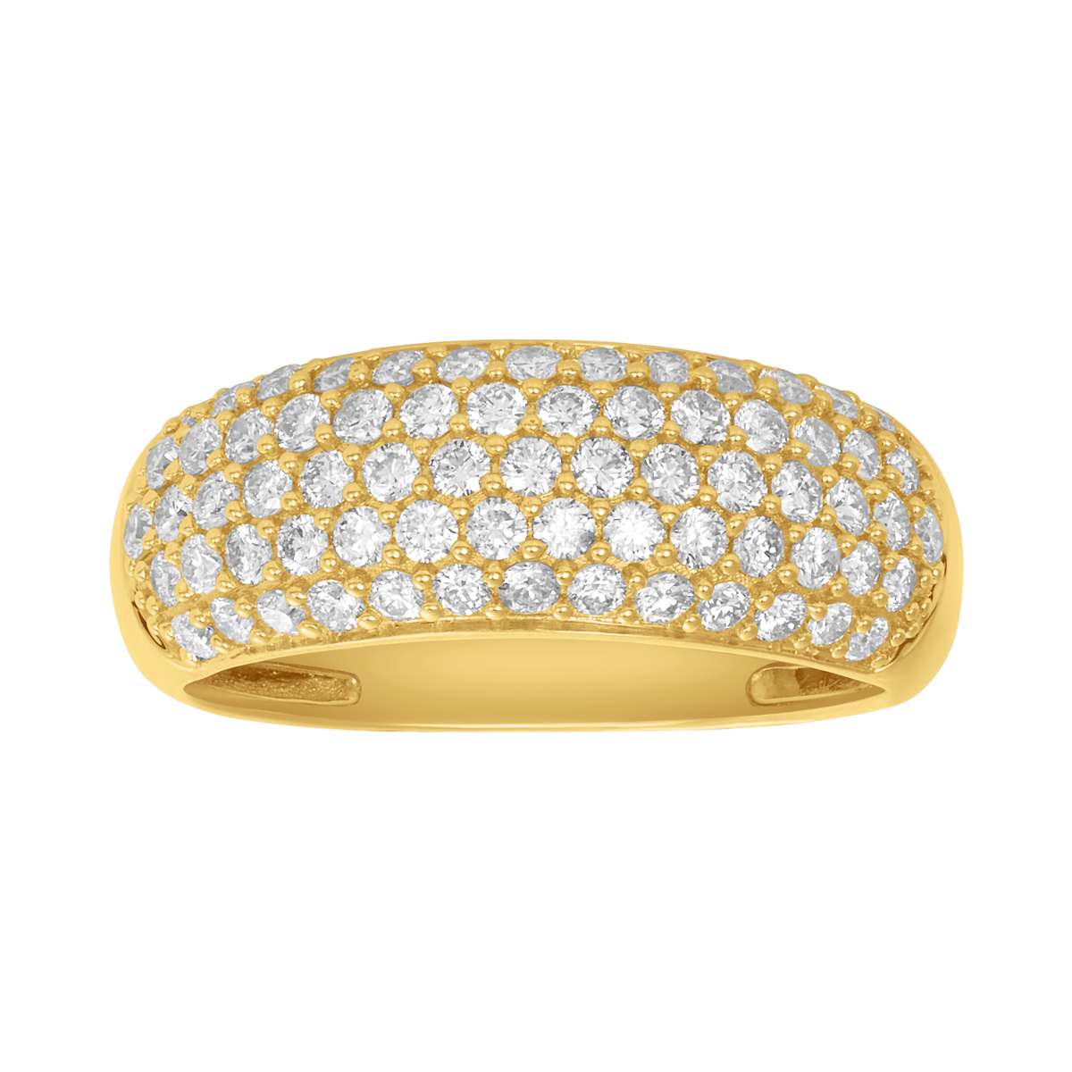 14K Yellow Gold Pave Diamond Multi Row Band