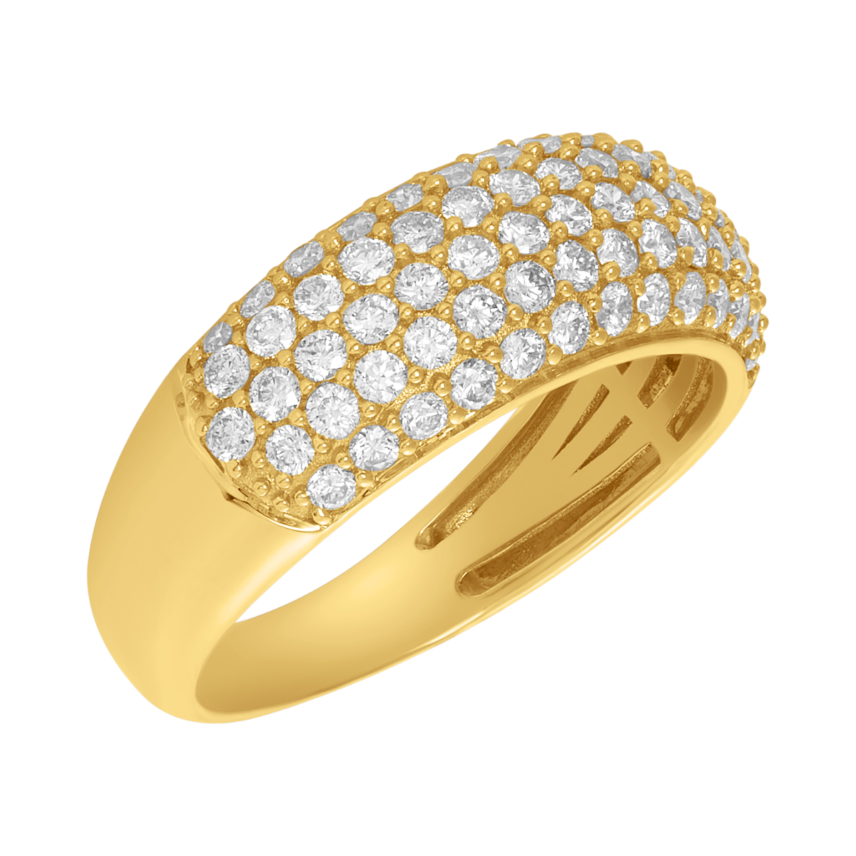 14K Gold Pave Diamond Multi Row Band
