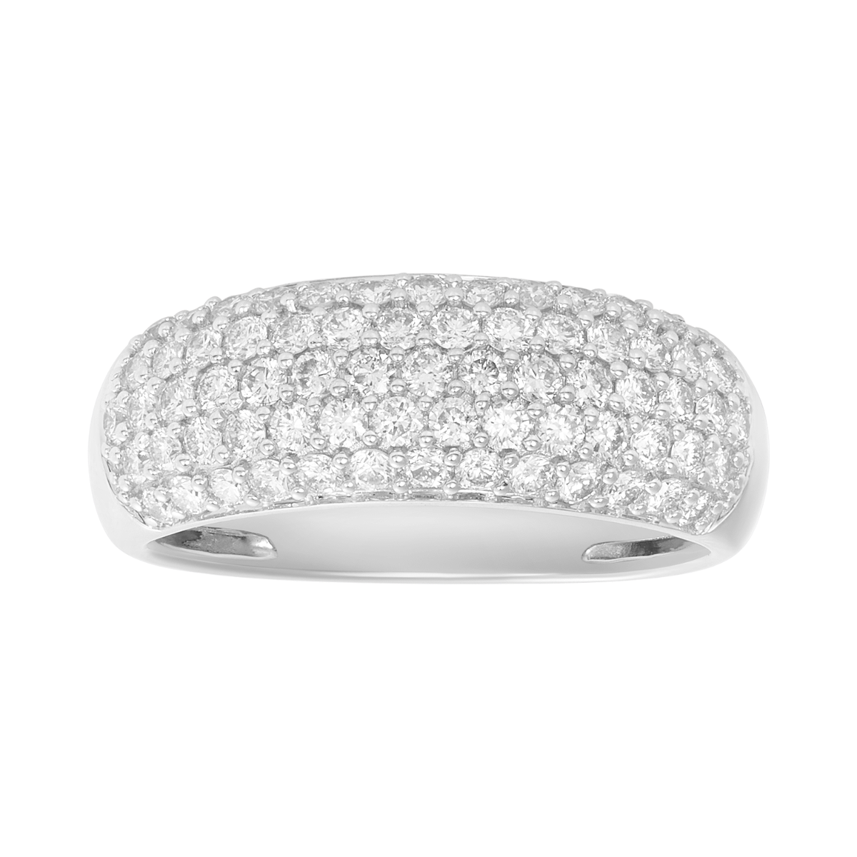 14K White Gold Pave Diamond Multi Row Band