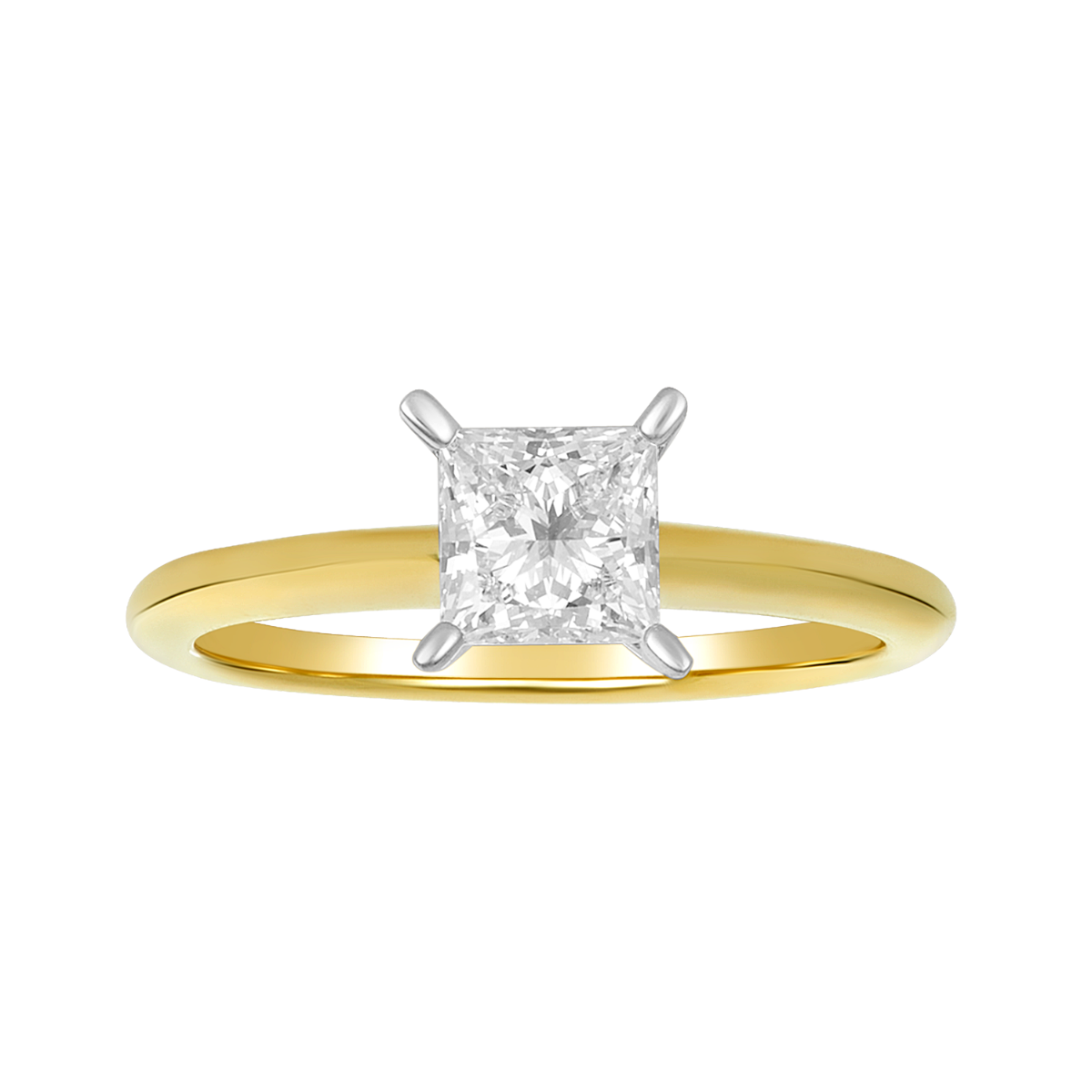 14K Yellow Gold Princess Cut Lab Grown Diamond Solitaire Ring