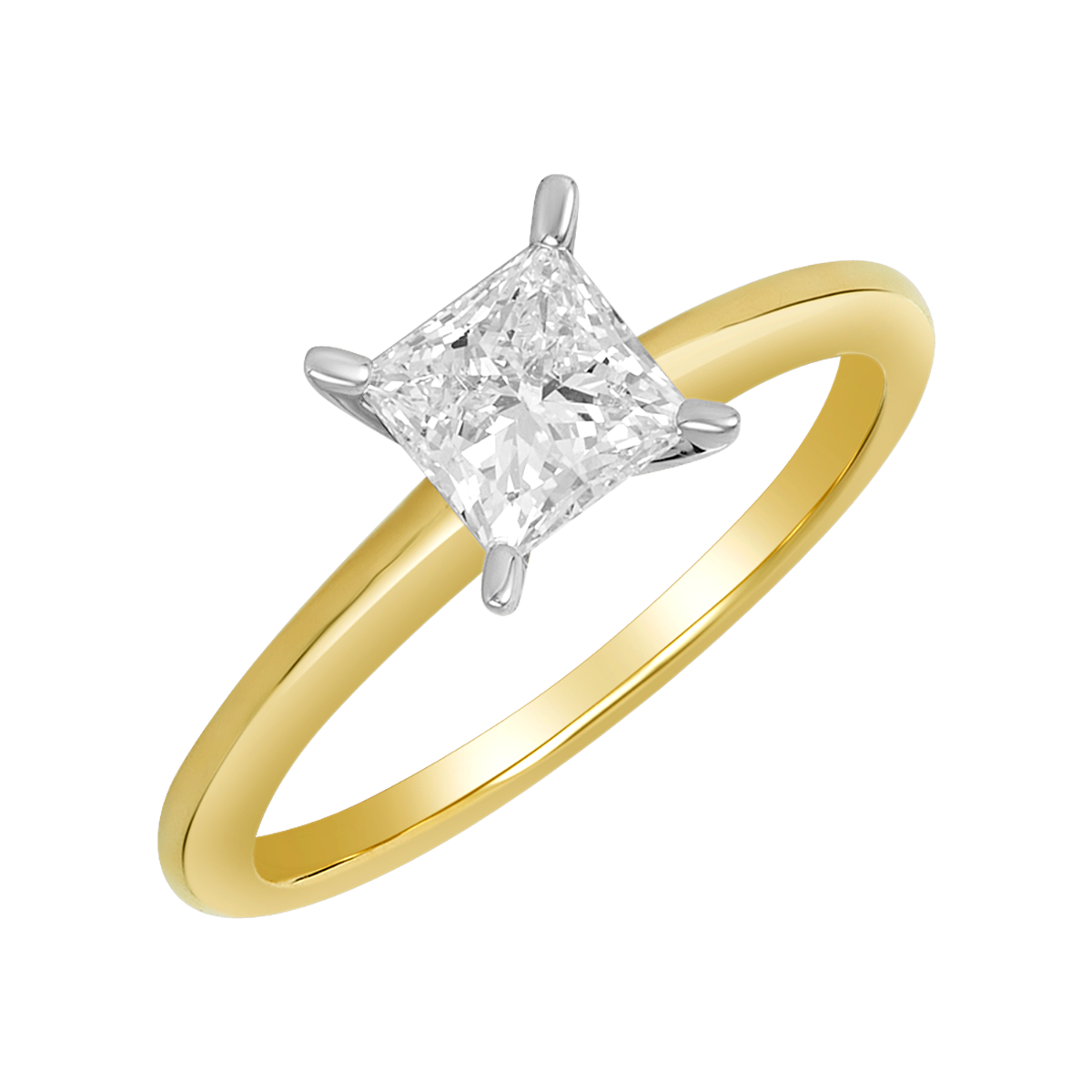 14K Yellow Gold Princess Cut Lab Grown Diamond Solitaire Ring