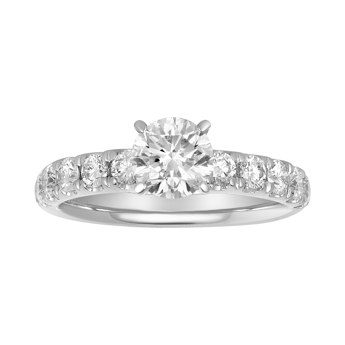 14K Gold Round Lab Grown Diamond Pave Shank Ring