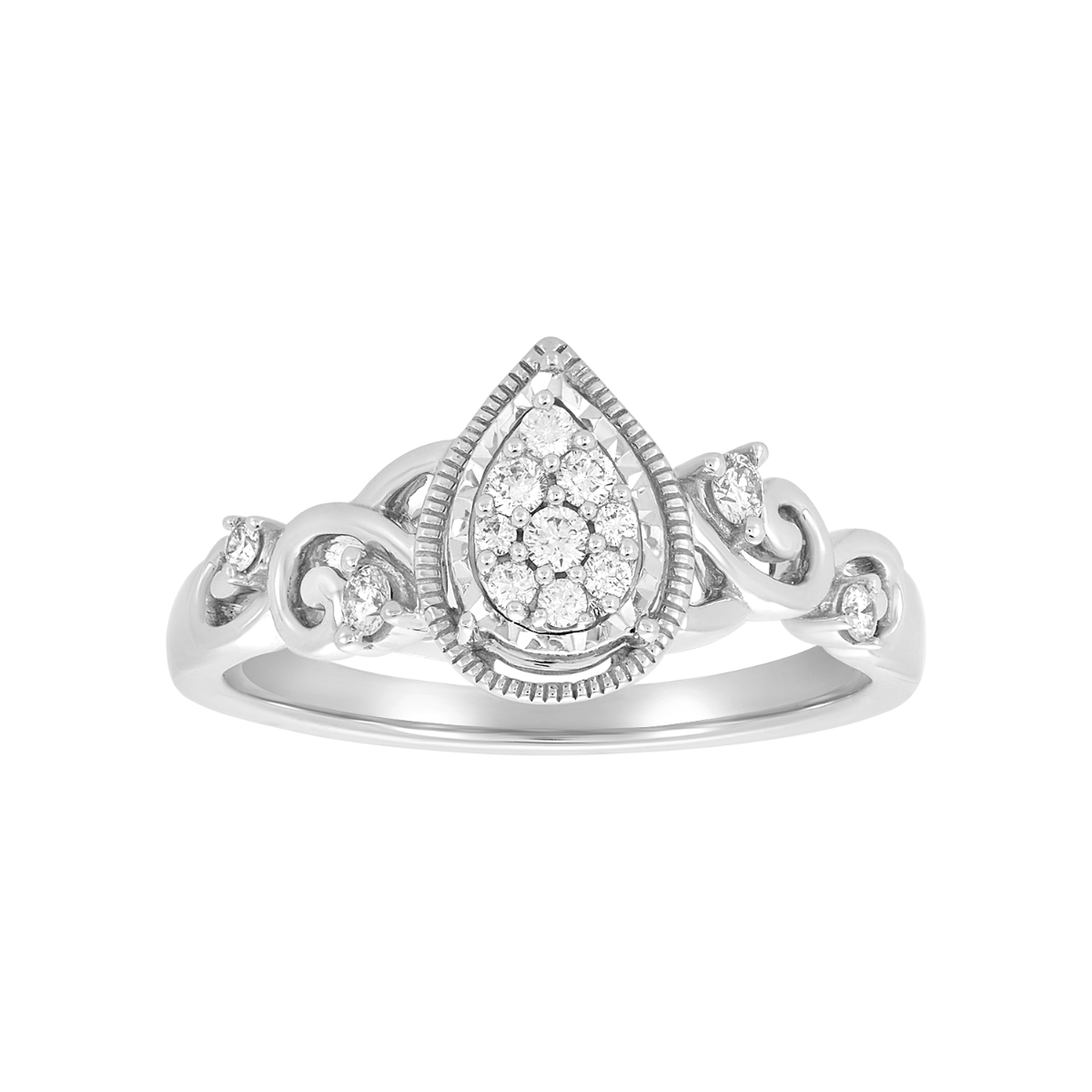 14K Gold Pear Shaped Cluster Engagement Ring