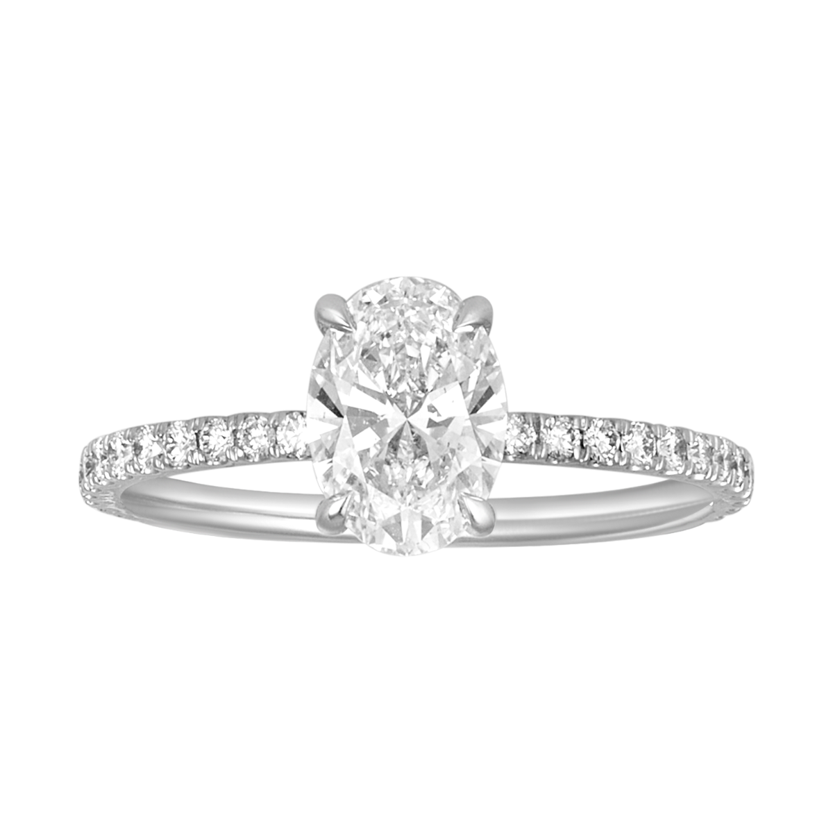 14K White Gold Oval Hidden Halo Lab Grown Diamond Ring